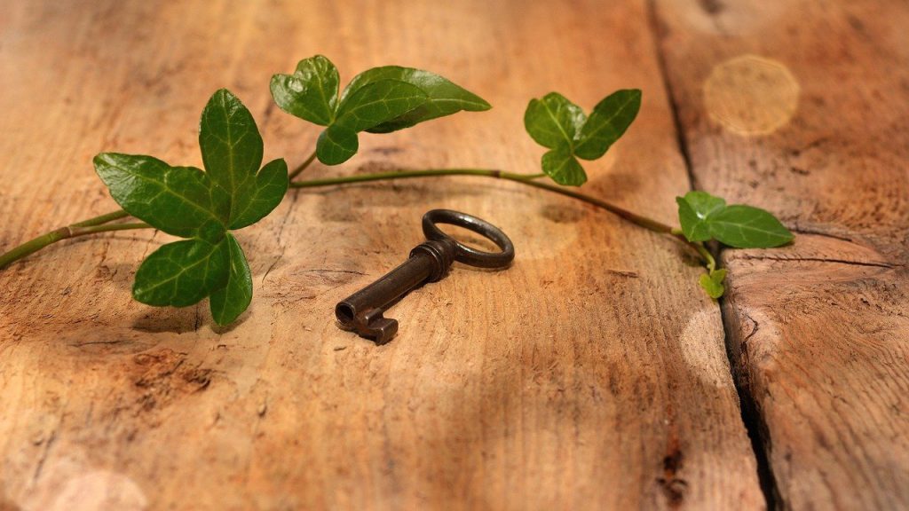 sleutel oude ivy houten vloer